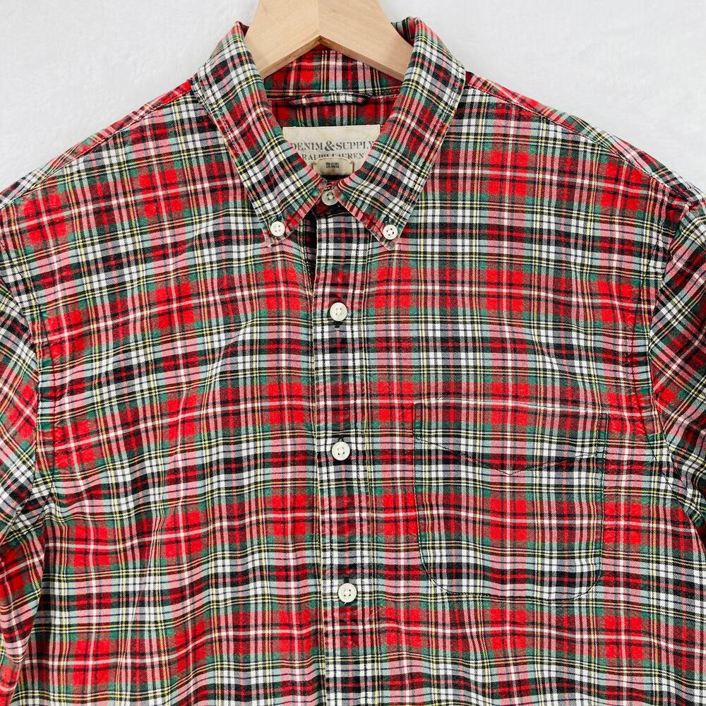 Ralph Lauren Denim & Supply Shirt Mens Medium Plaid Red Button Down Long Sleeve